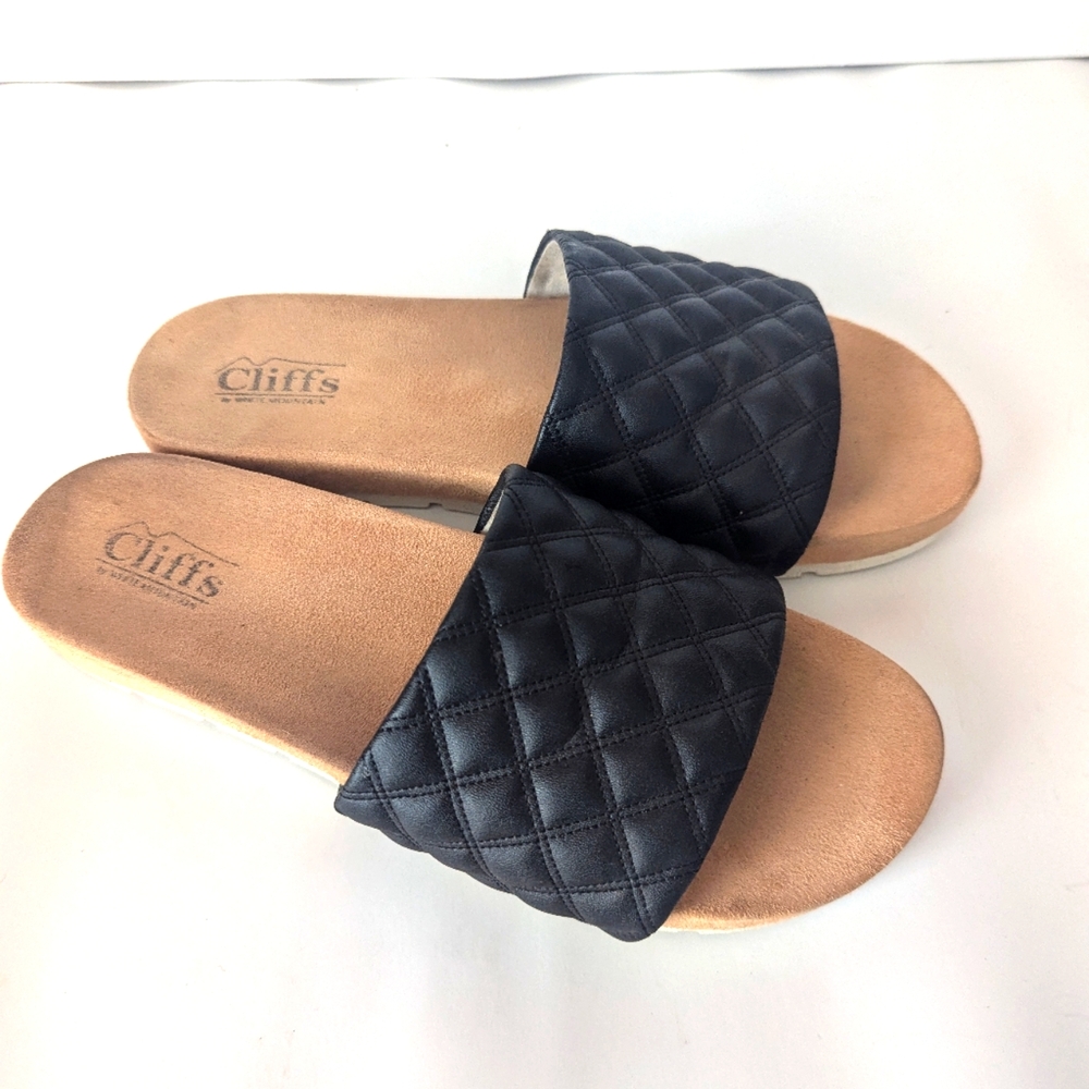 Cliffs by White Mountain Women's Tiptop Black Slide Sandals Size 8.5 M